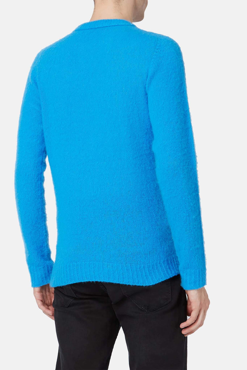 Pull en cachemire et soie bleu Roberto Collina