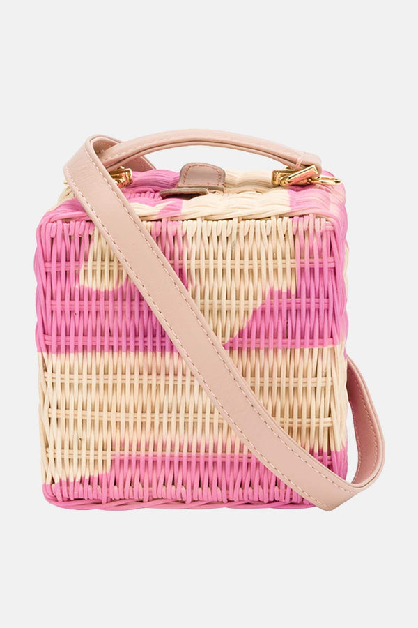 Sac en osier rose et beige "Box" Natasha Zinko