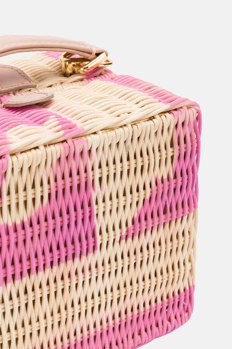 Sac en osier rose et beige "Box" Natasha Zinko