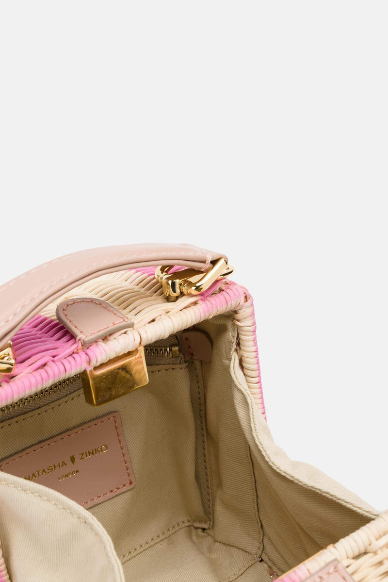 Sac en osier rose et beige "Box" Natasha Zinko