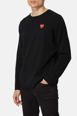 Pull à broderie en laine noir PLAY Comme des Garçons