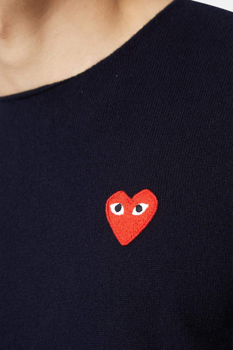 Pull en laine bleu marine PLAY Comme des Garçons