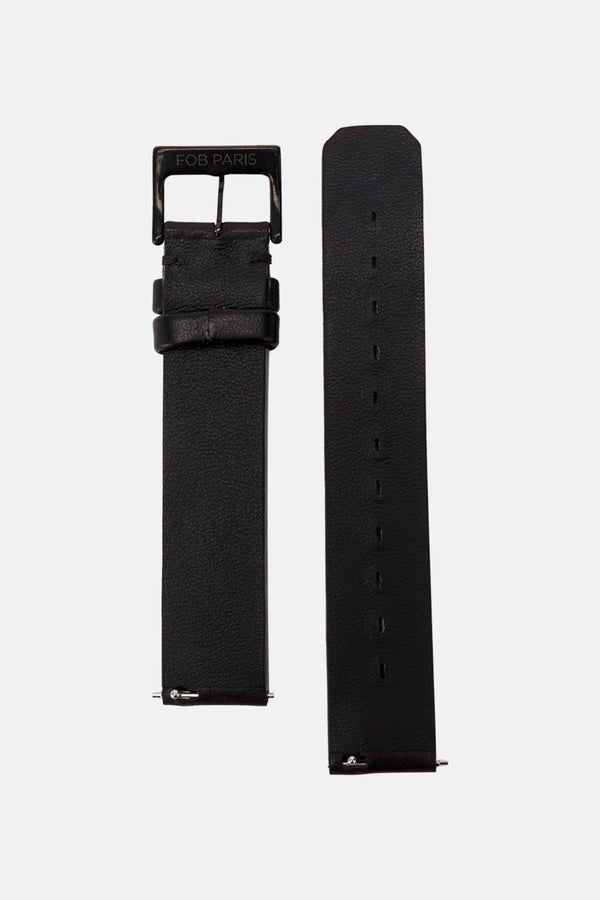 Bracelet de montre en cuir noir Fob Paris