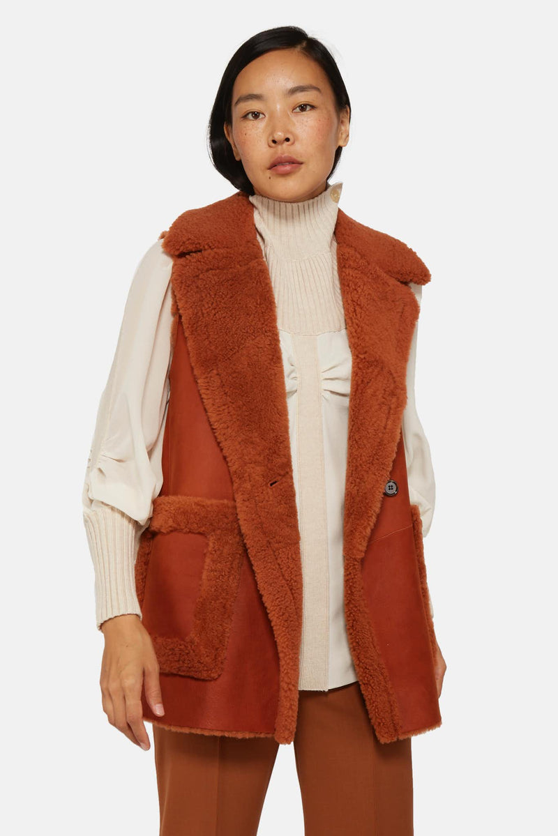 Gilet en cuir orange Chloé