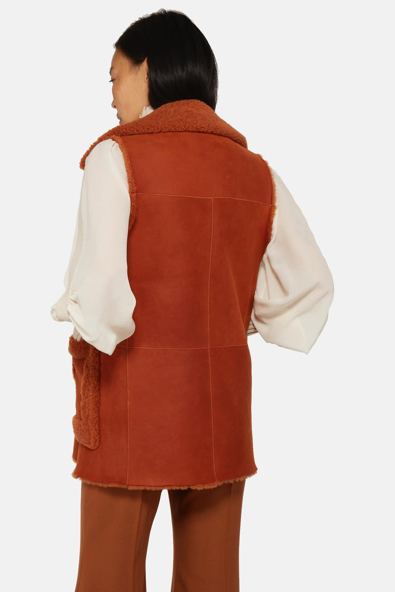 Gilet en cuir orange Chloé