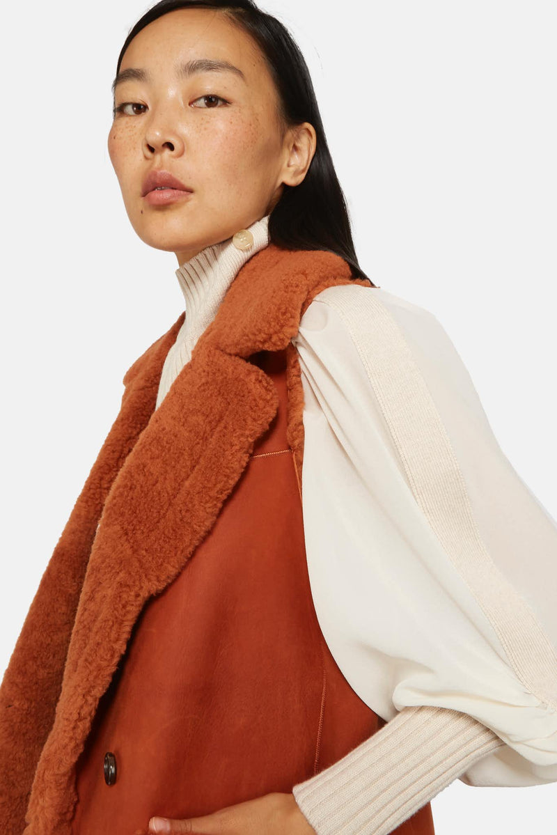 Gilet en cuir orange Chloé