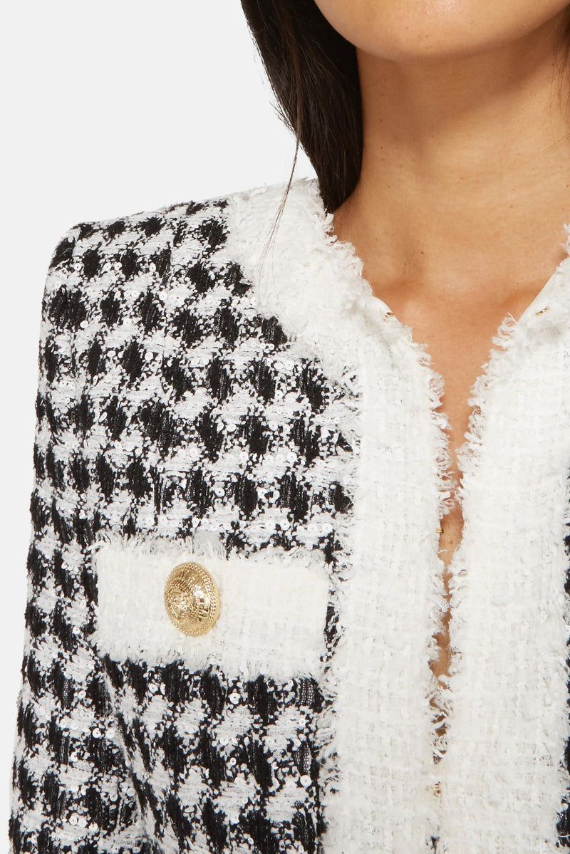 Veste en tweed noire et blanche Balmain