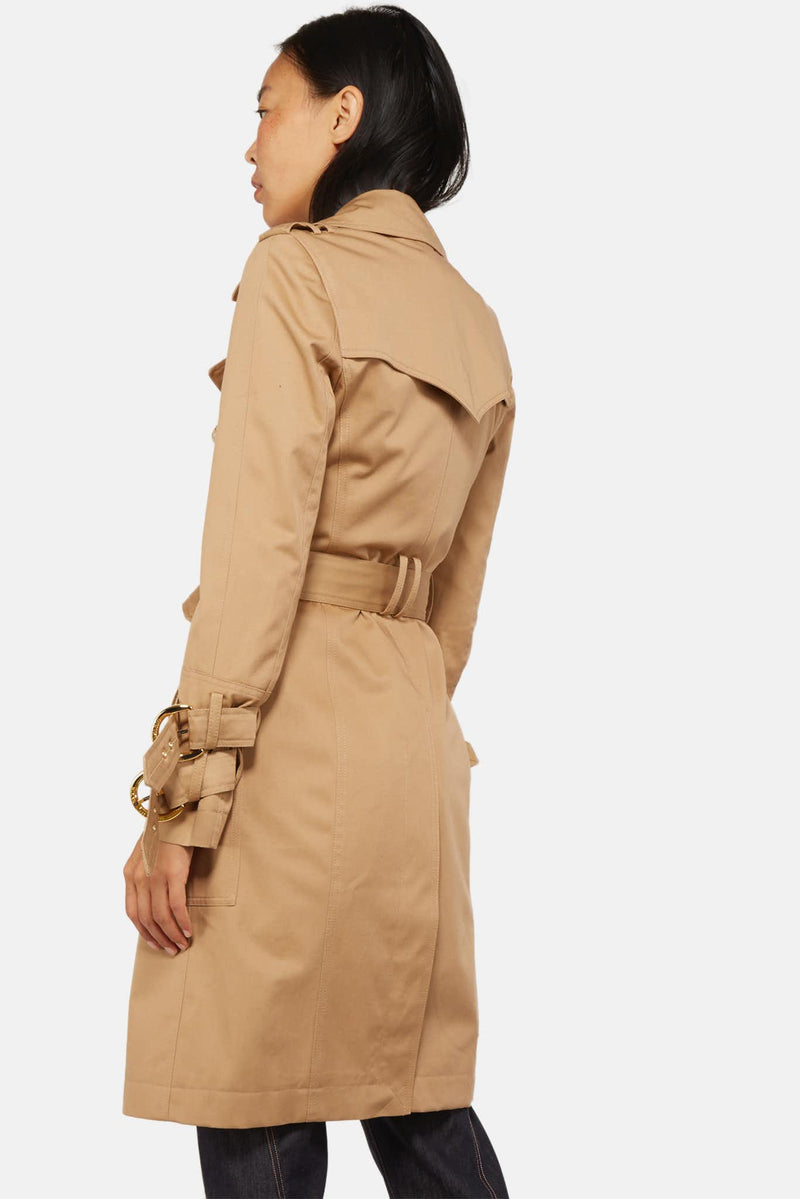 Trench long en coton beige Balmain