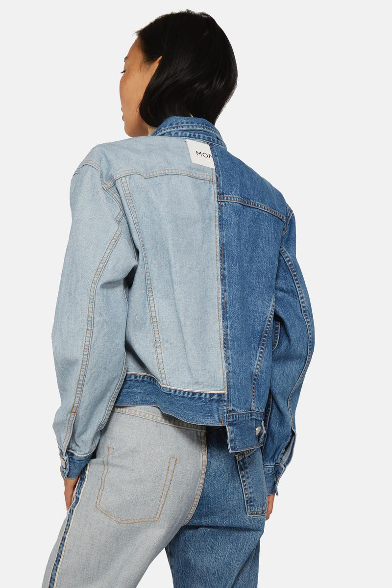 Veste en denim bleu à détail asymétrique Monse