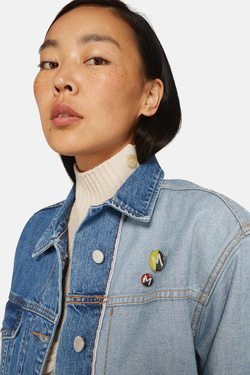 Veste en denim bleu à détail asymétrique Monse