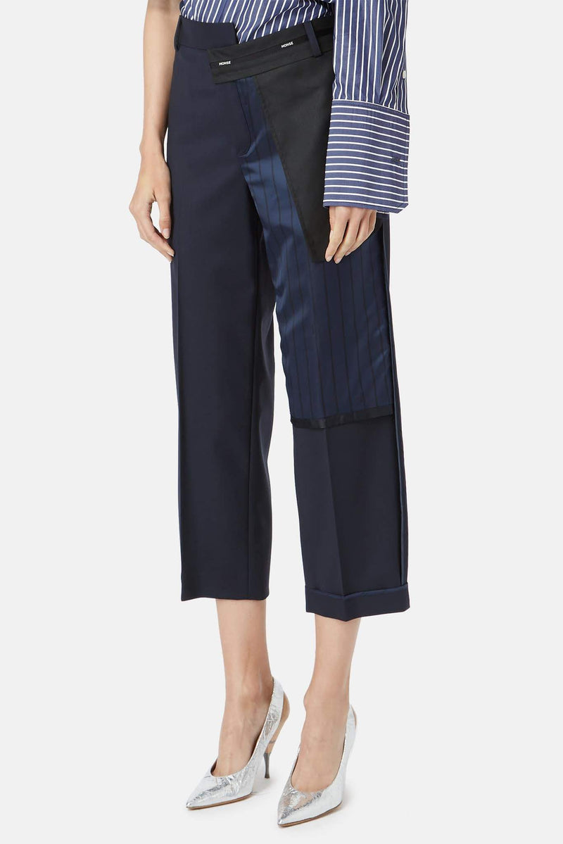 Pantalon en laine mélangée bleu marine Monse