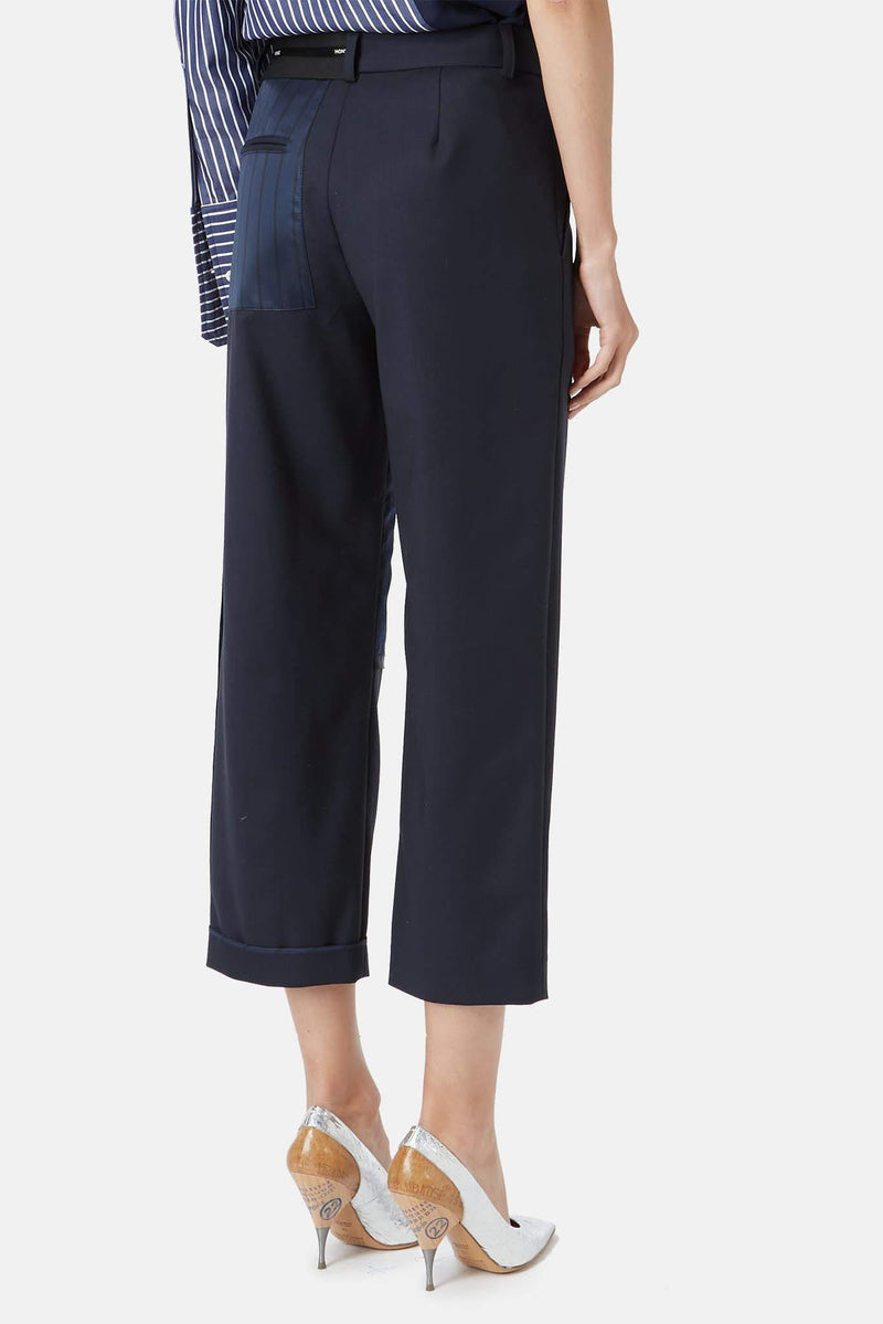 Pantalon en laine mélangée bleu marine Monse