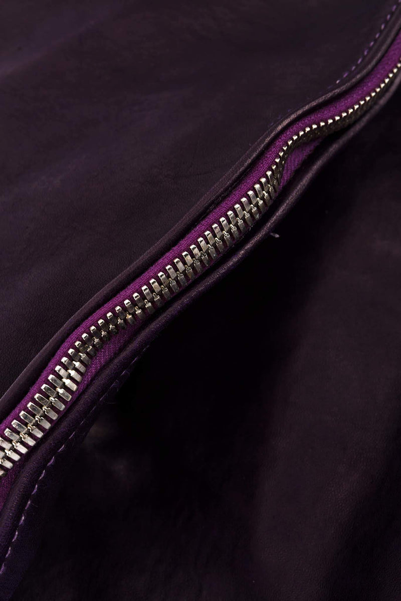 Sac porté épaule en cuir violet Guidi