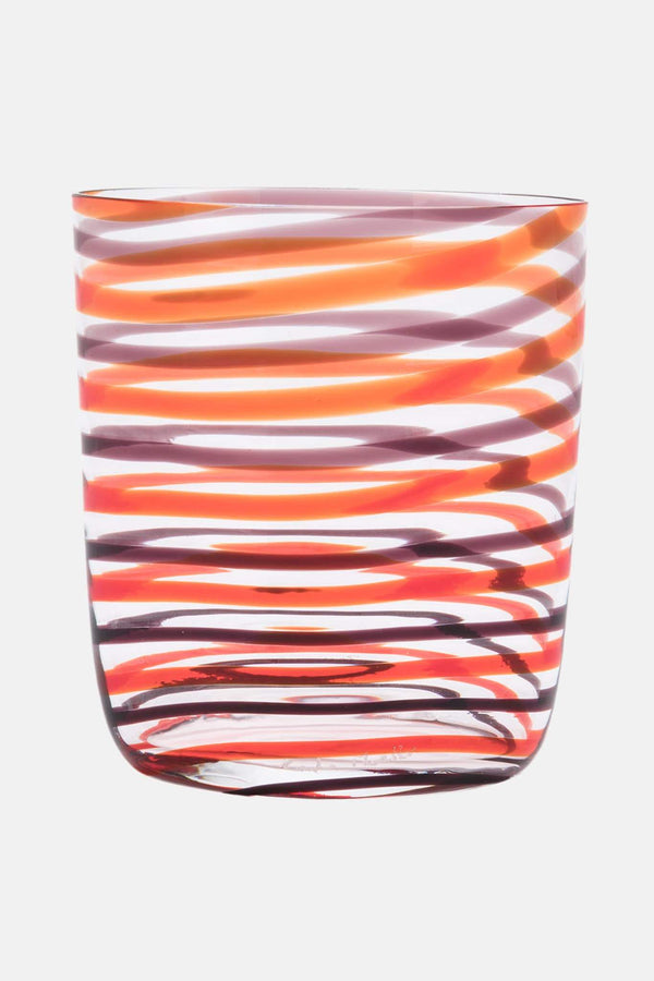 Verre en cristal orange et violet "Bora" Carlo Moretti