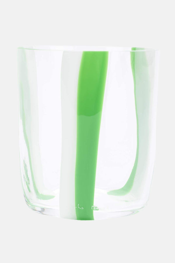 Verre en cristal vert et blanc "Bora" Carlo Moretti