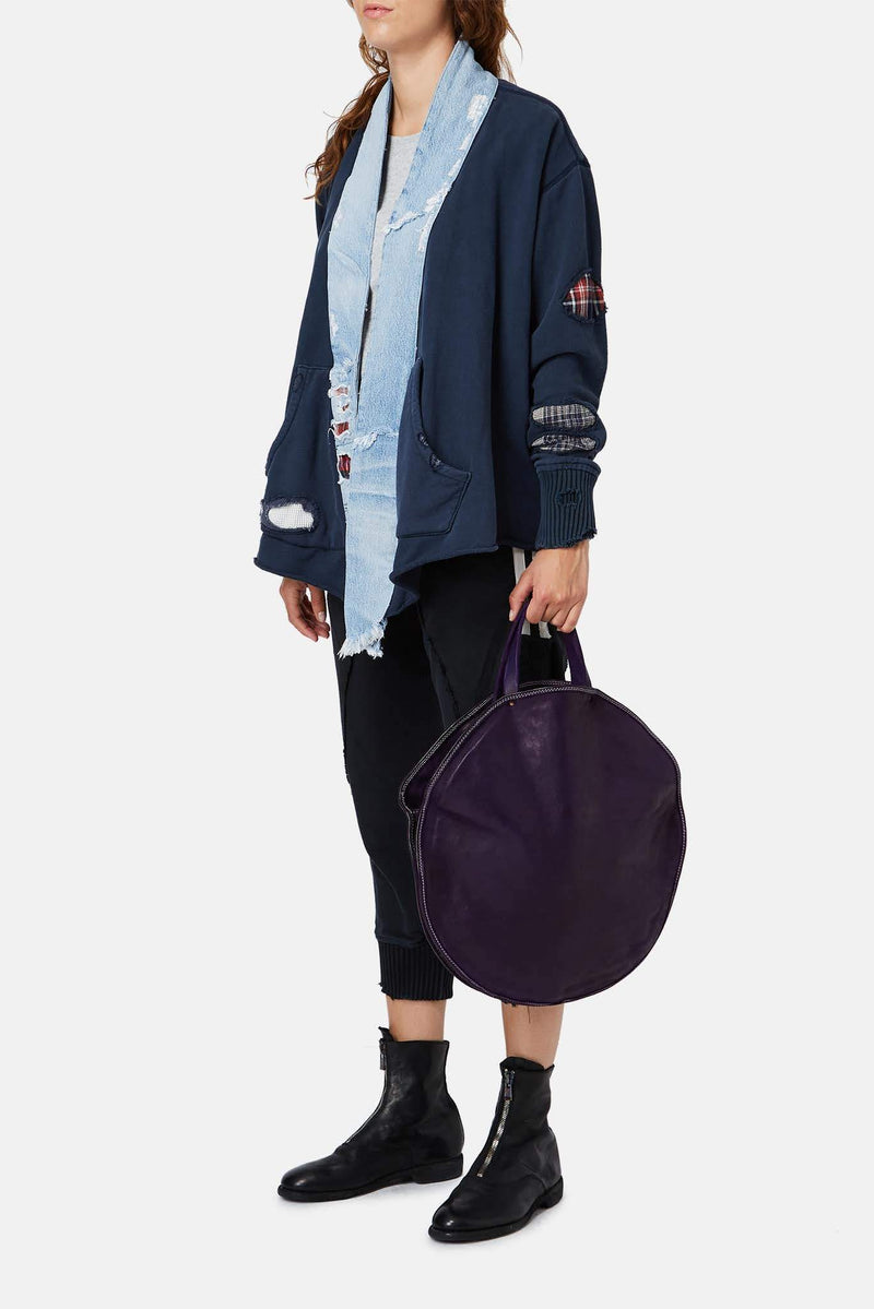 Sac rond en cuir violet Guidi