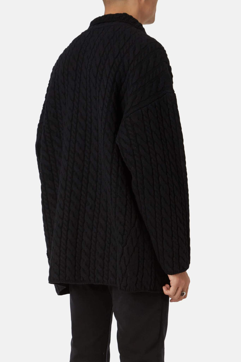 Pull torsadé en laine noir Balenciaga