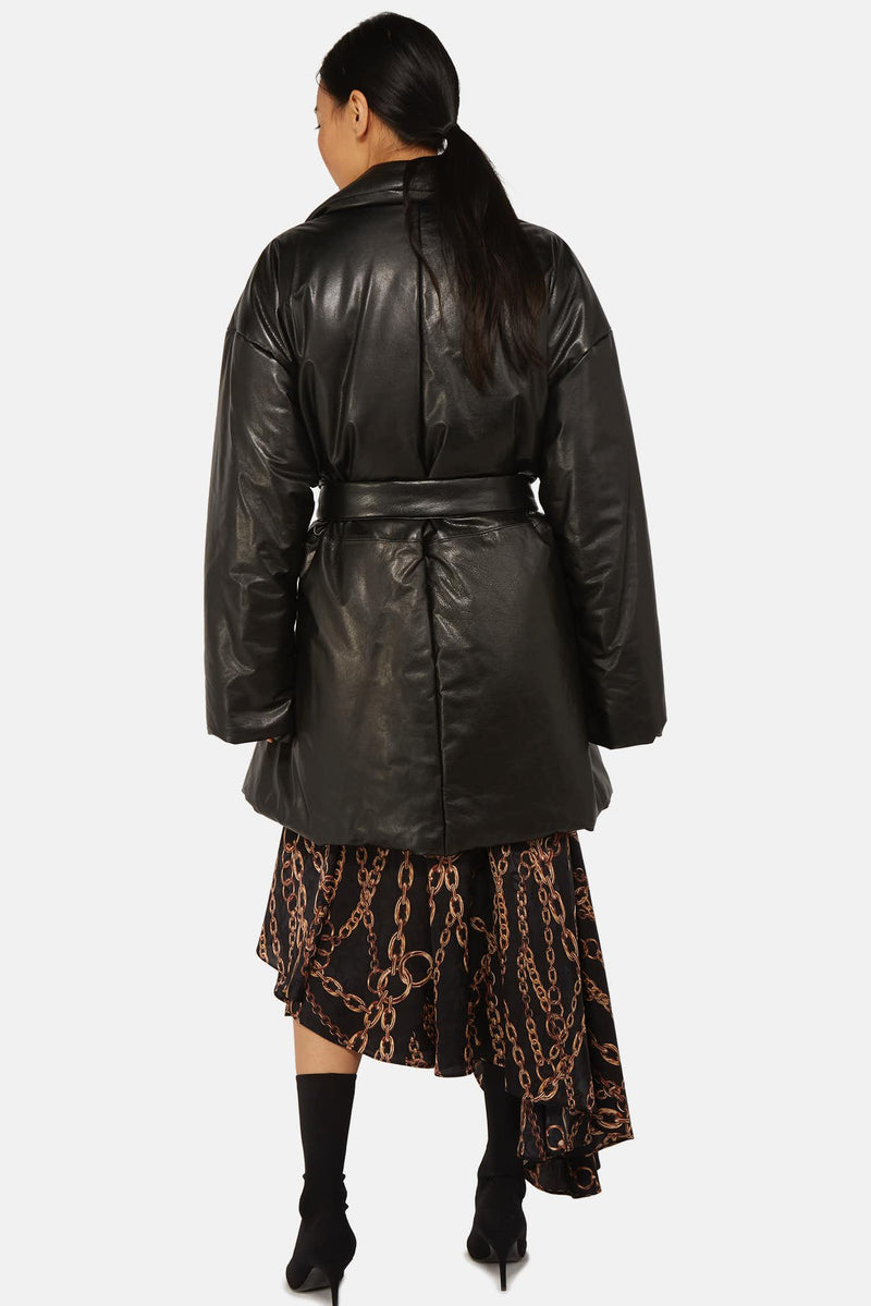 Manteau en cuir noir Balenciaga