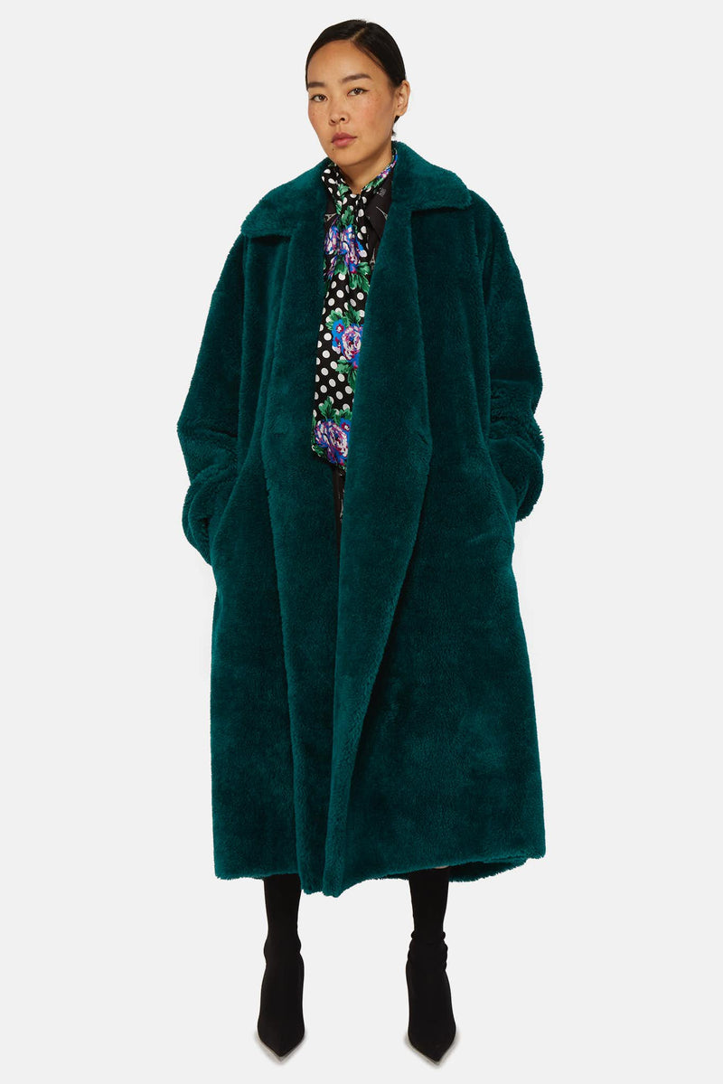 Manteau en fourrure synthétique vert Balenciaga