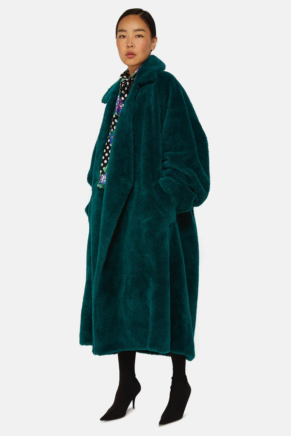 Manteau en fourrure synthétique vert Balenciaga