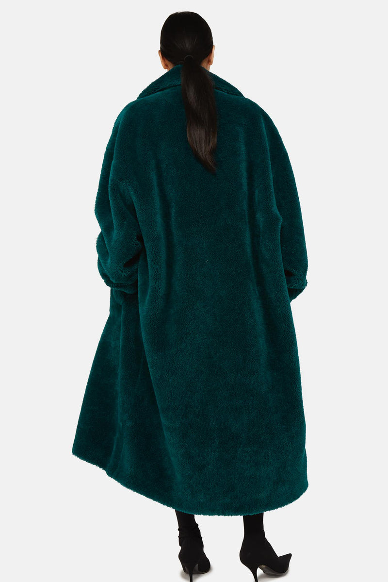 Manteau en fourrure synthétique vert Balenciaga