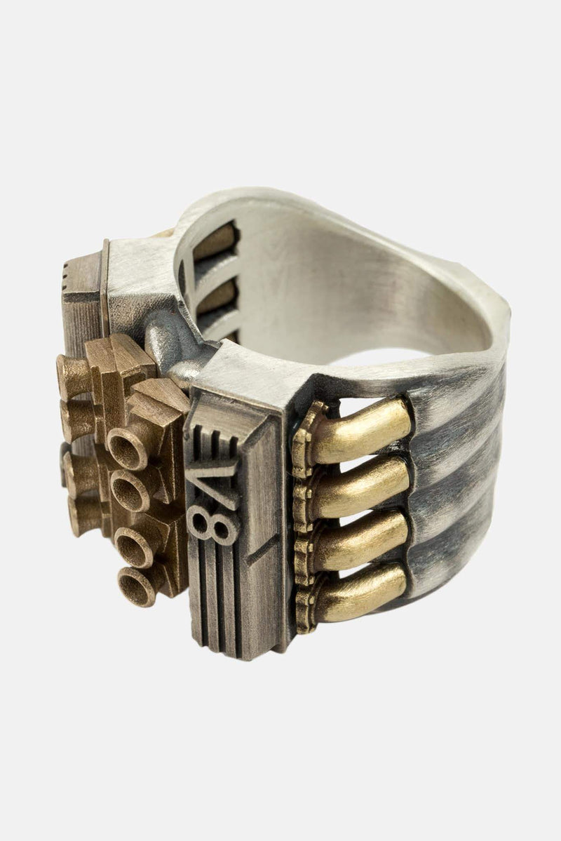 Bague en argent et bronze XL V8 Racing 2saints