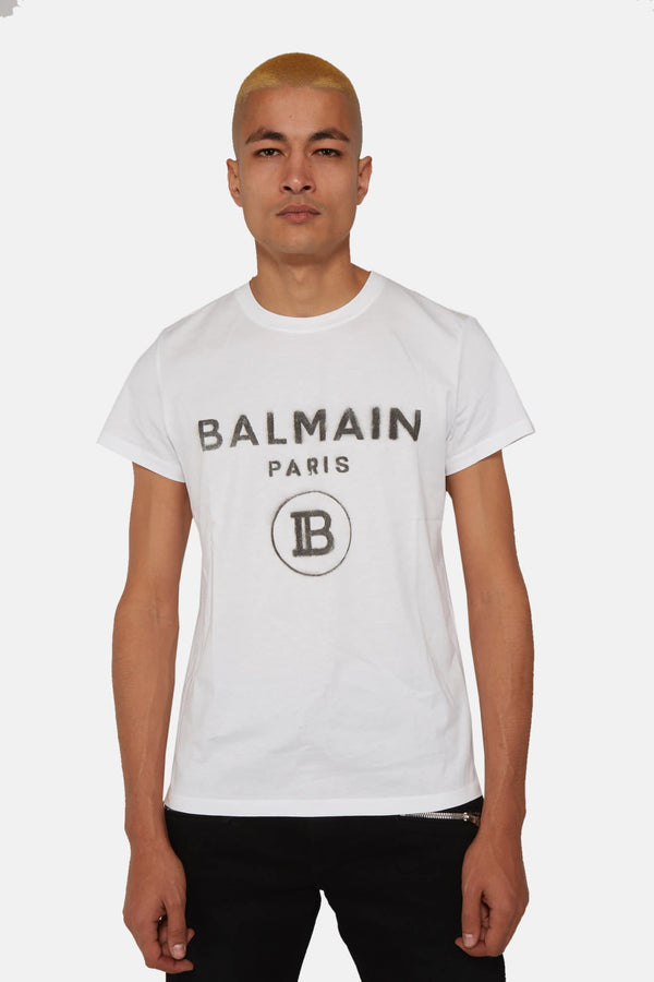 T-shirt à logo blanc Balmain