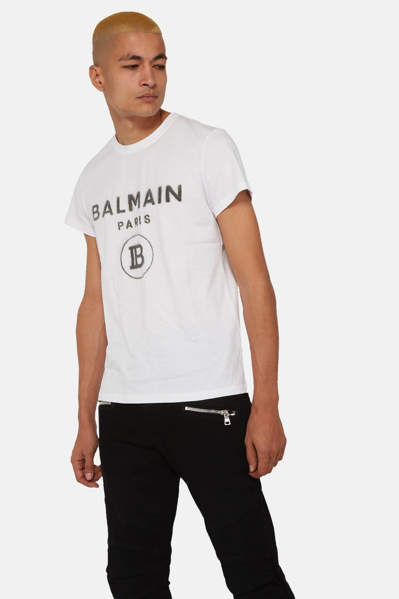 T-shirt à logo blanc Balmain