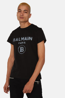 T-shirt logo imprimé noir Balmain