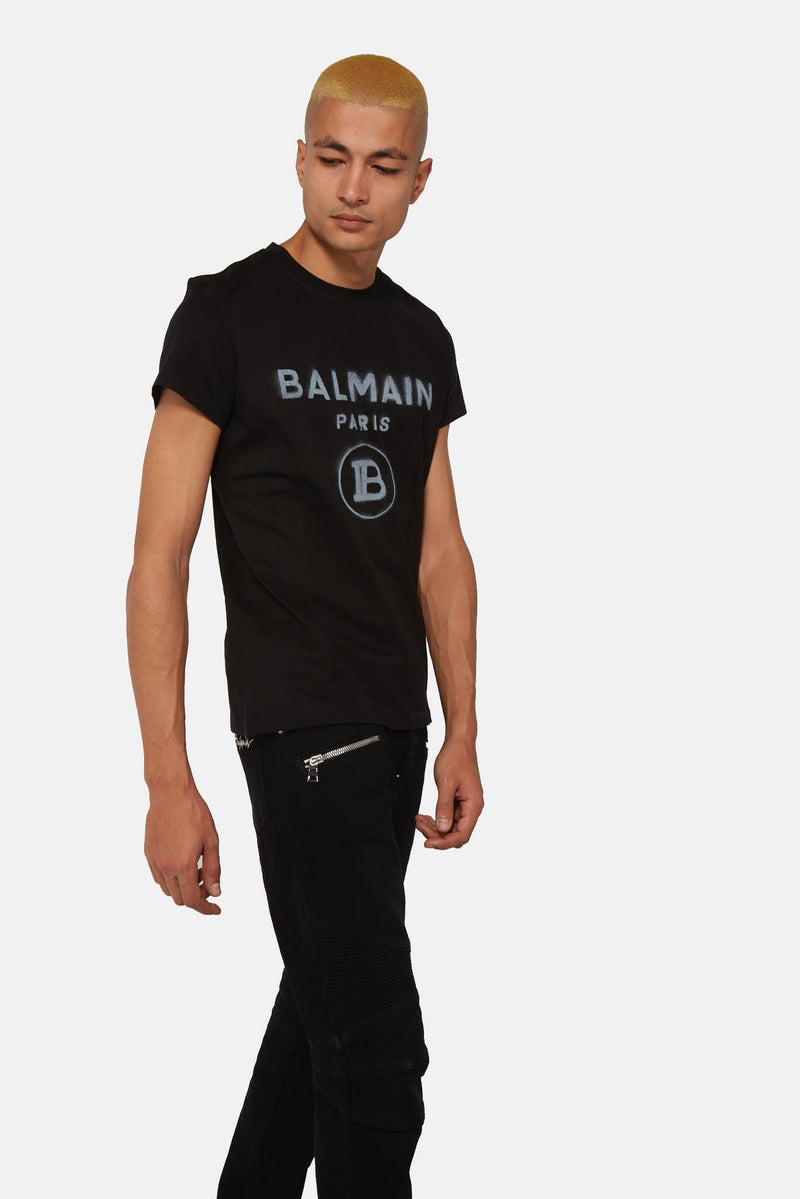 T-shirt logo imprimé noir Balmain