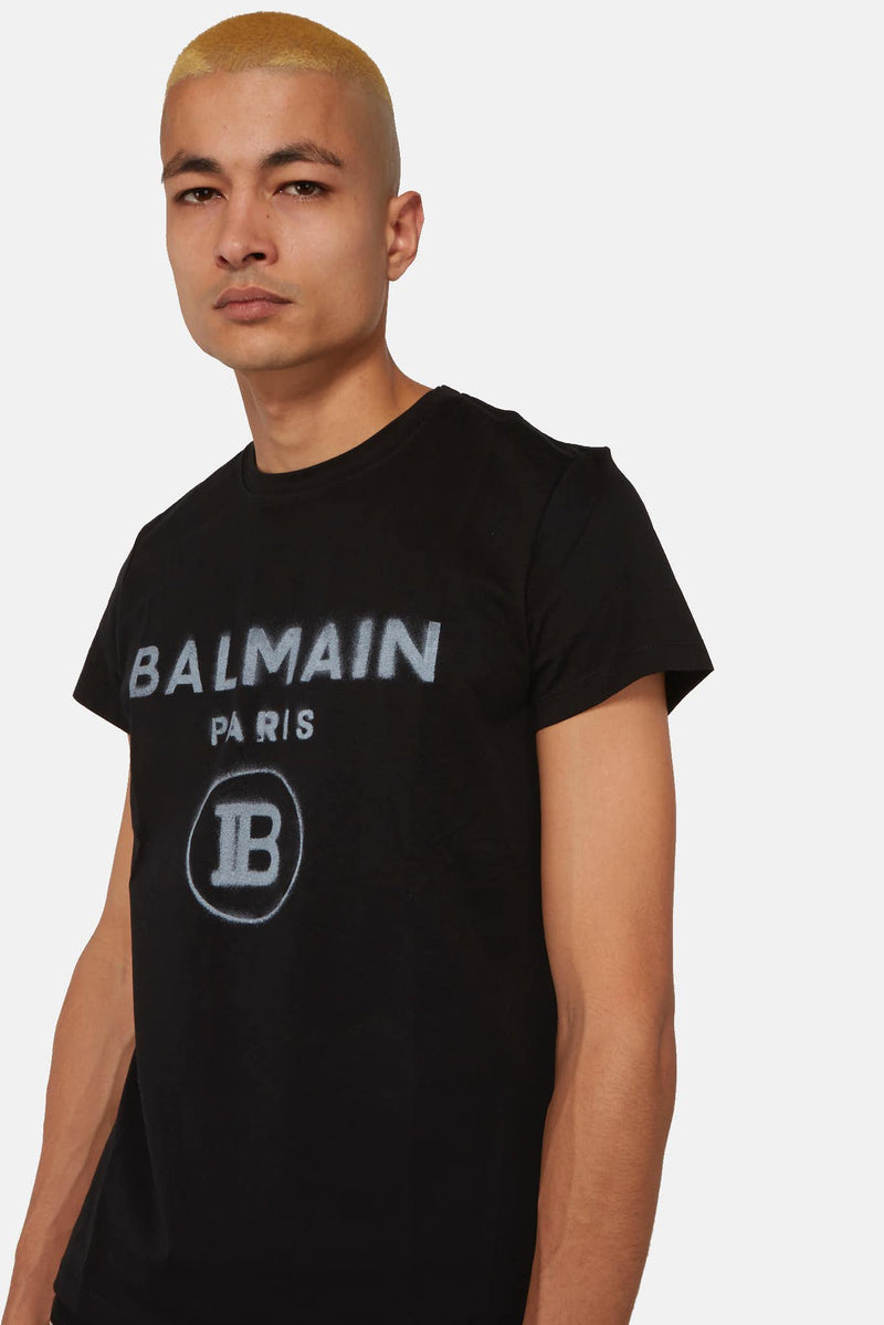 T-shirt logo imprimé noir Balmain