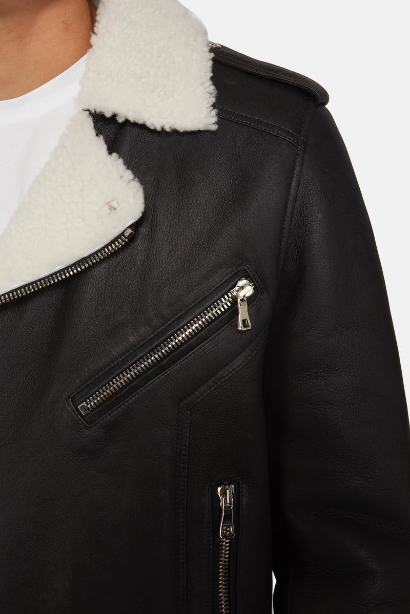 Blouson en cuir noir Balmain