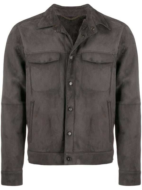 Veste en cuir velour griss AJMONE