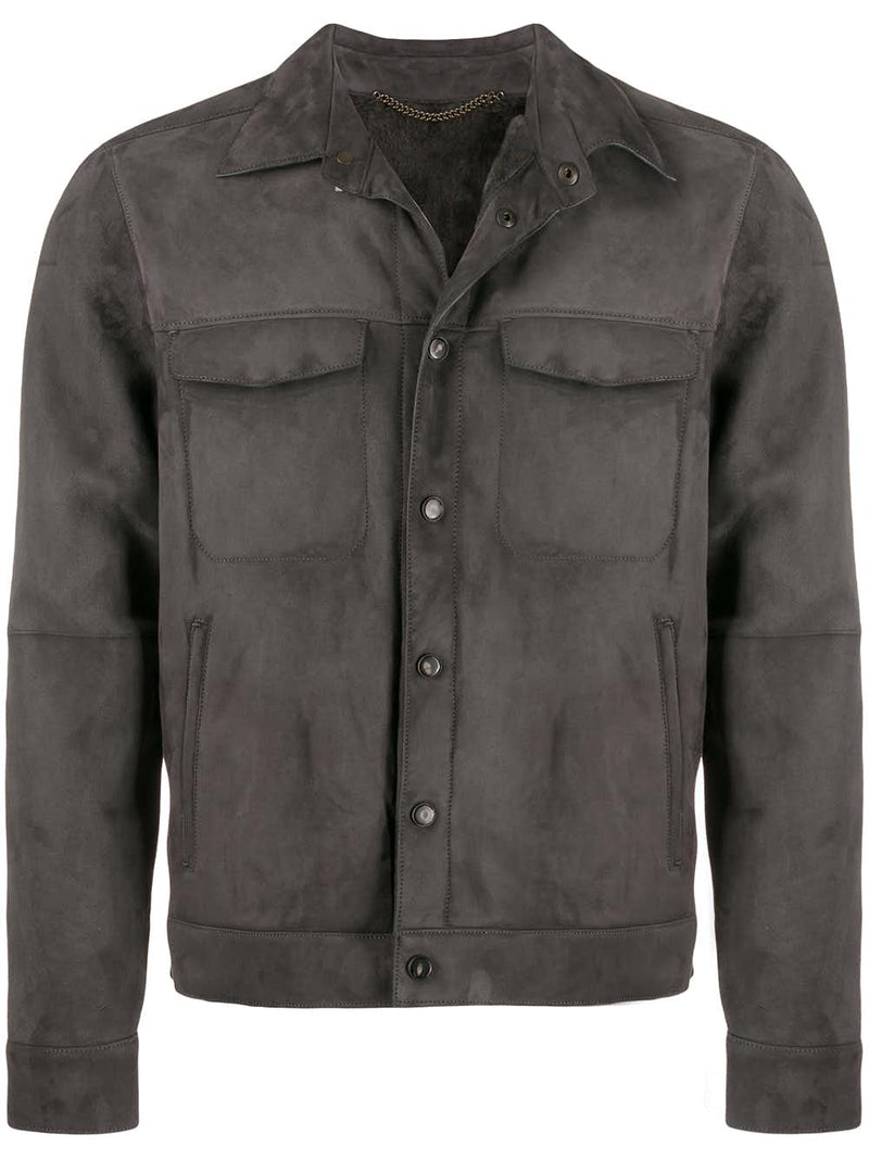 Veste en cuir velour griss AJMONE