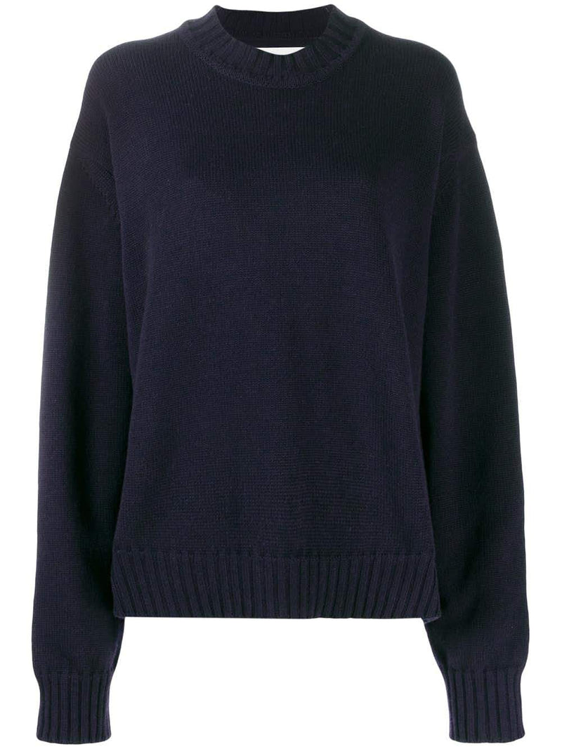 Pull en laine mélangée bleu marine Jil Sander