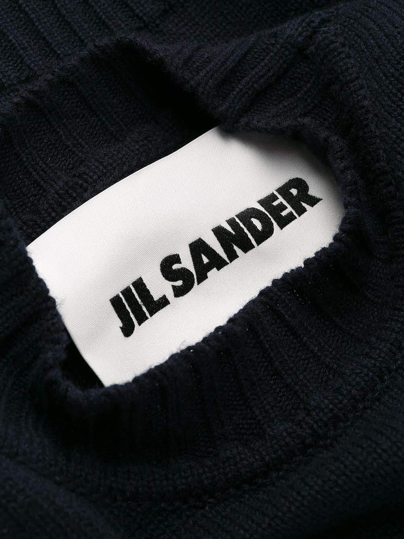 Pull en laine mélangée bleu marine Jil Sander