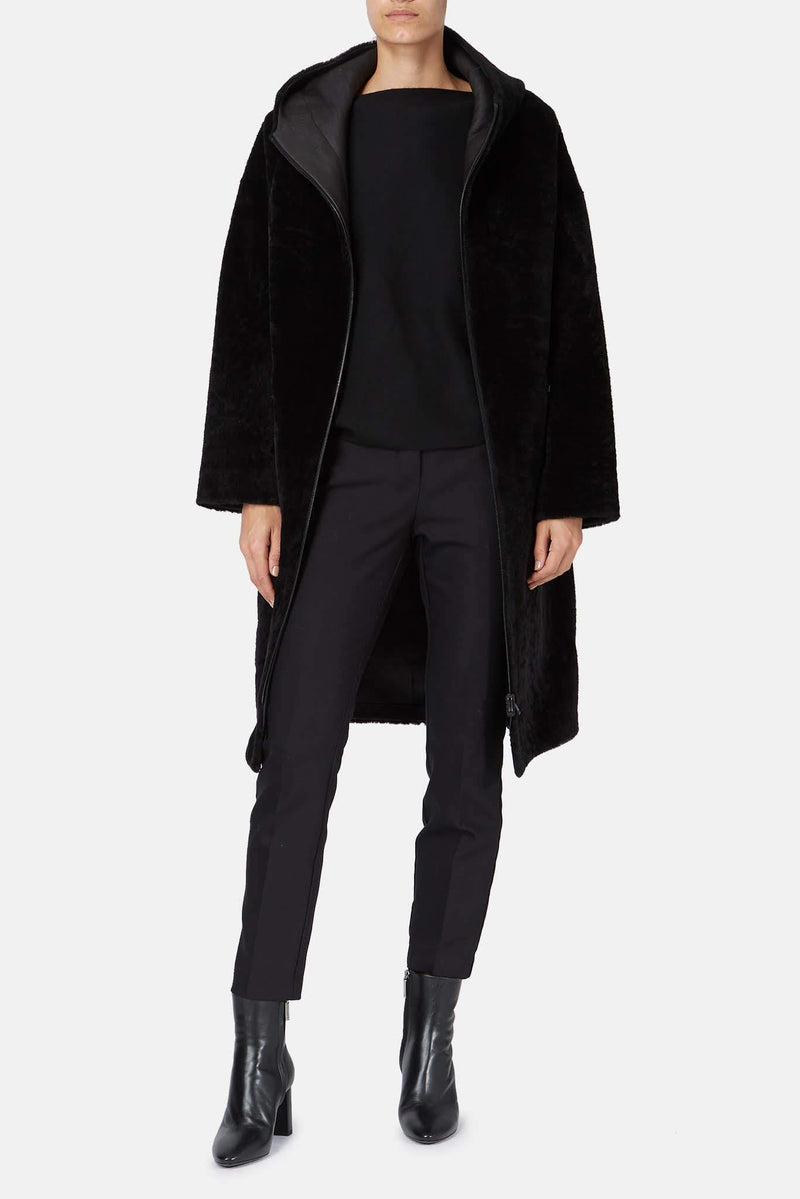 Manteau en cuir d'agneau noir Alpes 32 Paradis Sprung Frères