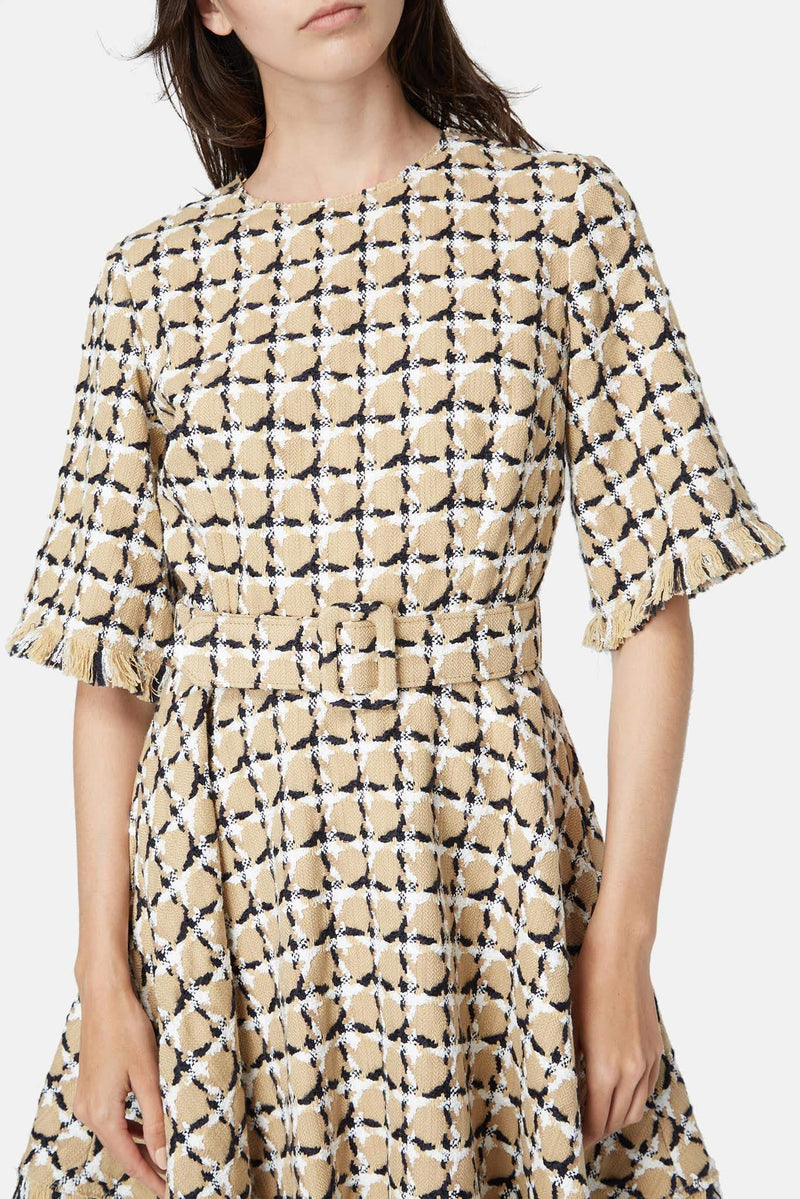 Robe pied-de-poule en coton mélangé Oscar de la Renta