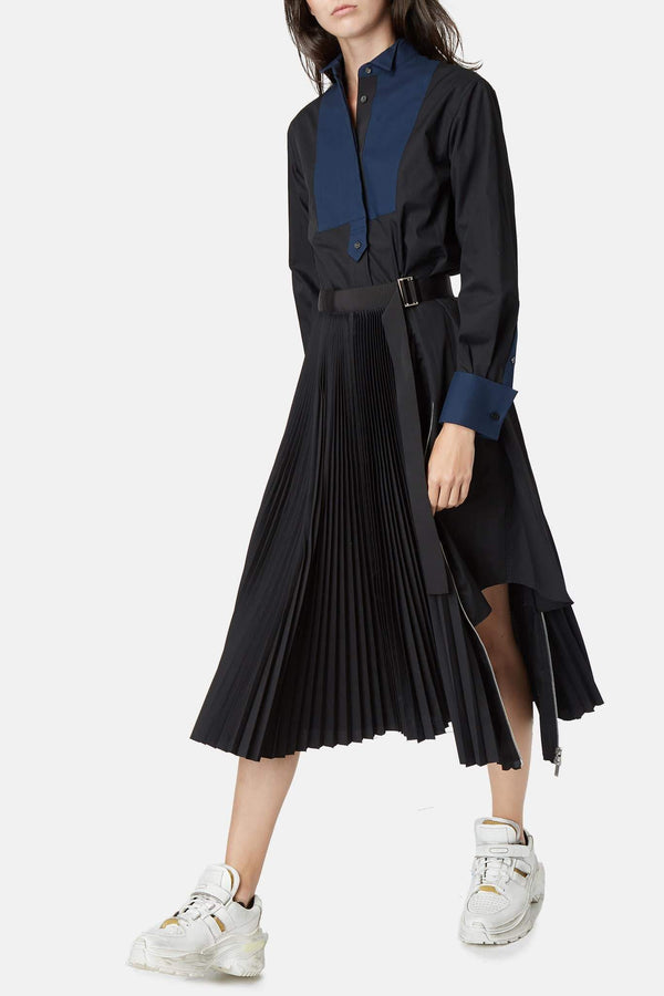 Robe chemise plissée noire Sacai