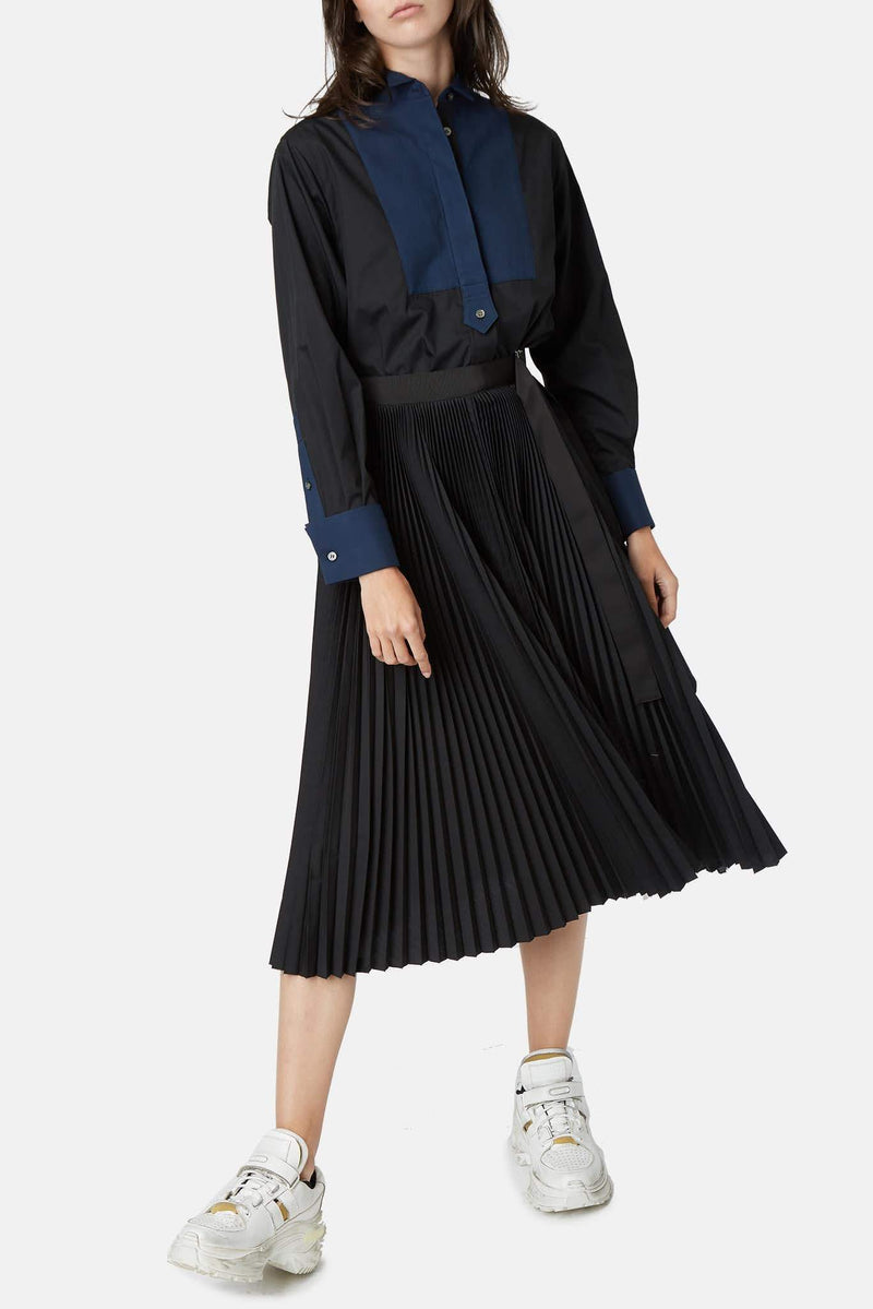 Robe chemise plissée noire Sacai