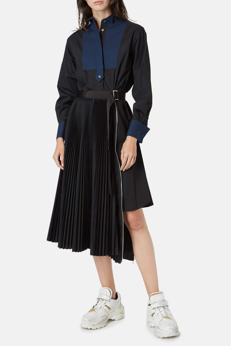 Robe chemise plissée noire Sacai