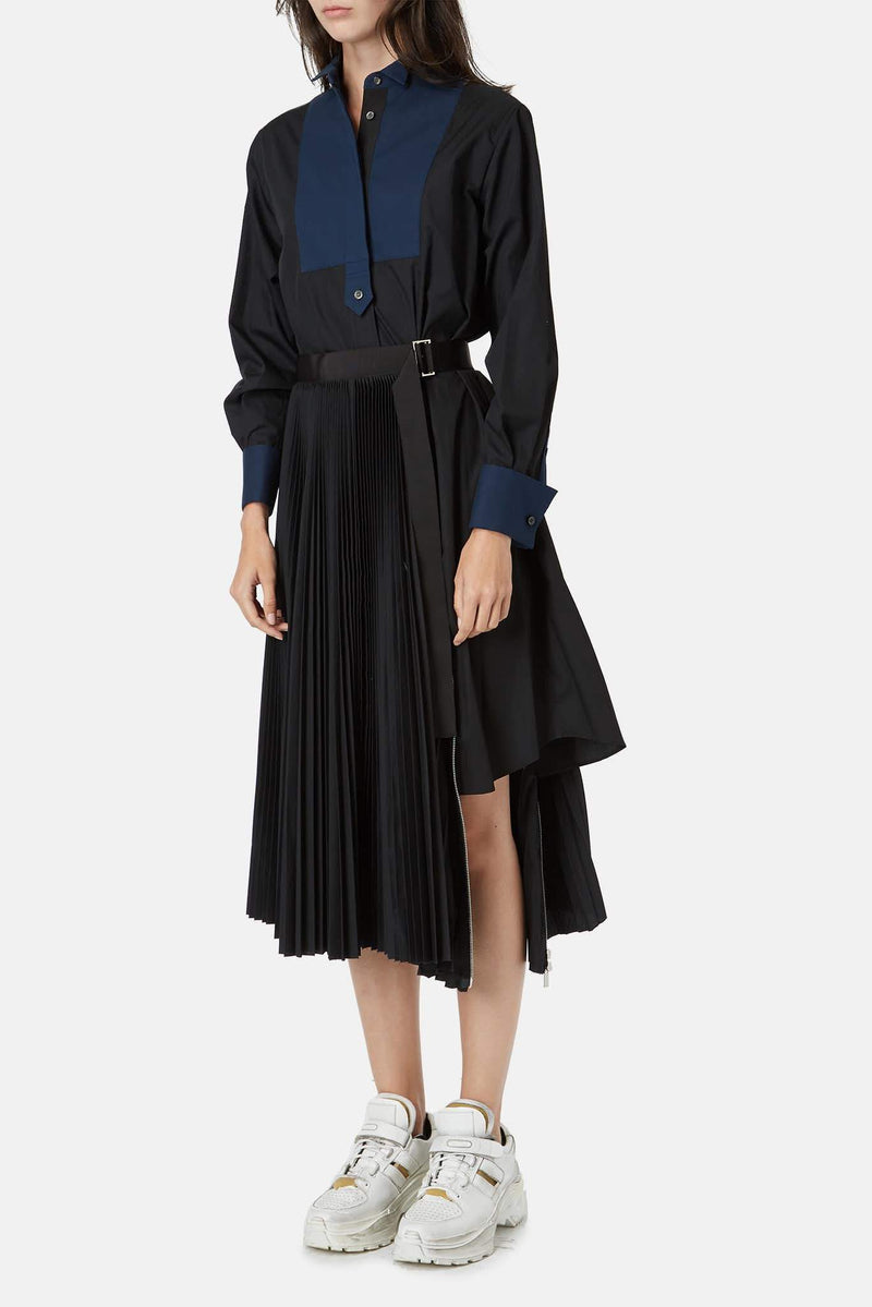 Robe chemise plissée noire Sacai