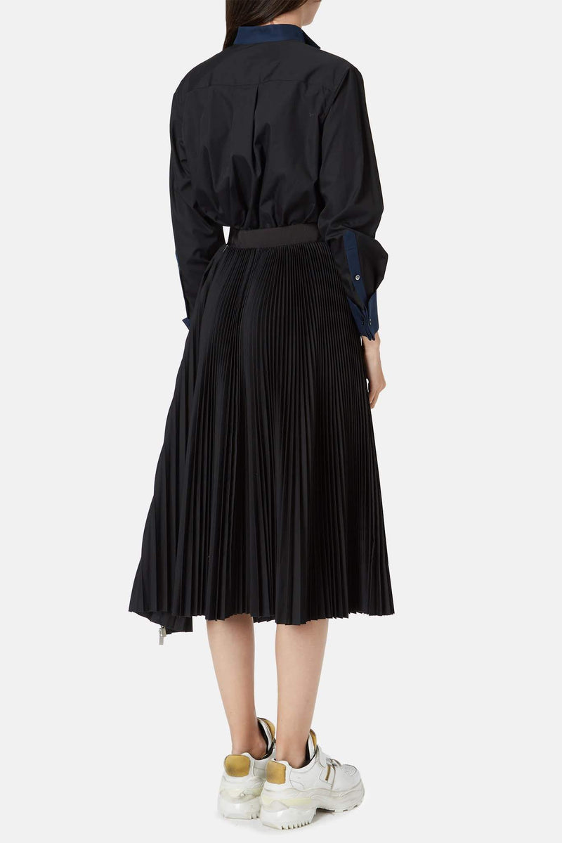 Robe chemise plissée noire Sacai