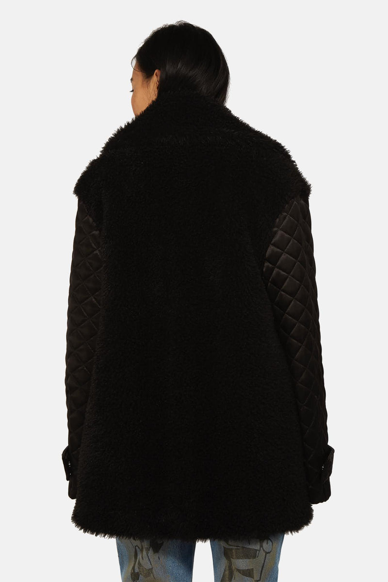 Manteau en fourrure artificielle noir Off-White