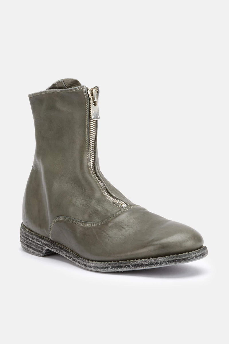 Bottes en cuir gris vert Guidi