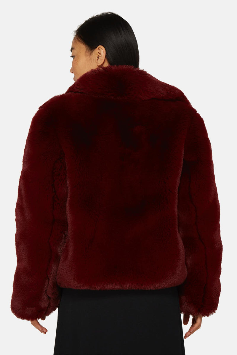 Veste en fourrure artificielle bordeaux Sies Marjan