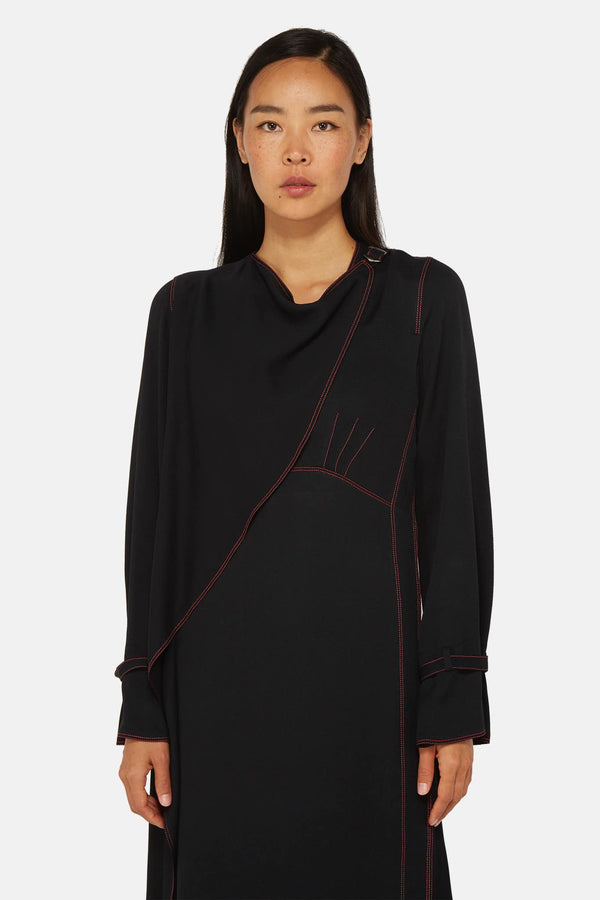 Robe à col V noire Sies Marjan