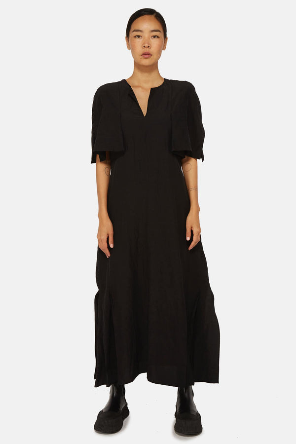 Robe à effet froissé noire Jil Sander