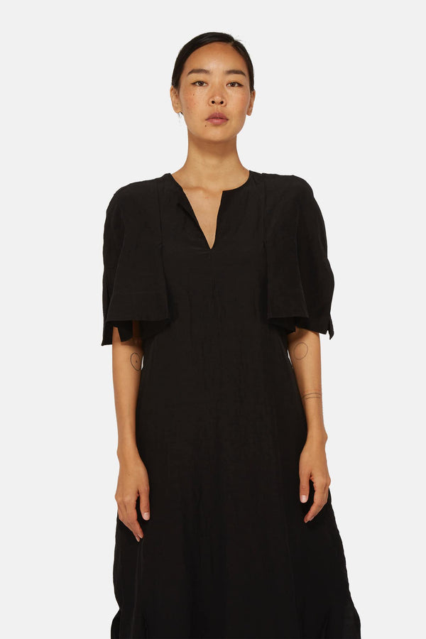 Robe à effet froissé noire Jil Sander