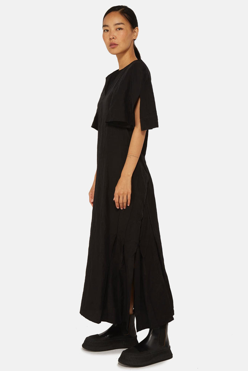 Robe à effet froissé noire Jil Sander